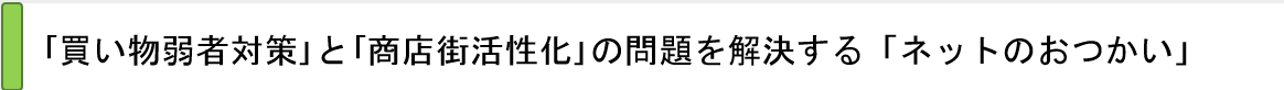 買い物弱者と商店街活性化を解決する施作「ネットのおつかい」